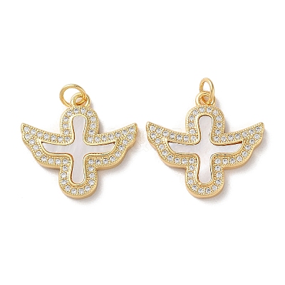 Brass Micro Pave Clear Cubic Zirconia Pendants KK-B083-33D-G-1