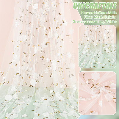 Flower Pattern Milk Fiber Mesh Fabric DIY-WH0888-09A-1