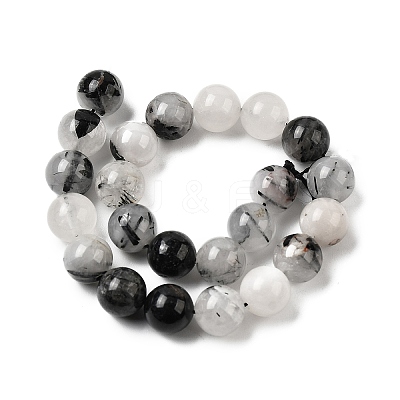 Natural Black Rutilated Quartz Beads Strands G-D295-8mm-1