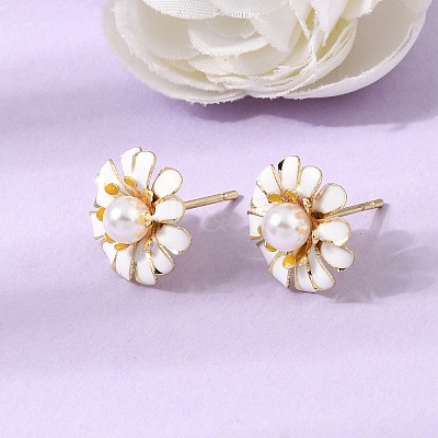 Brass Enamel Stud Earrings KK-CBA8324-27G-04-1