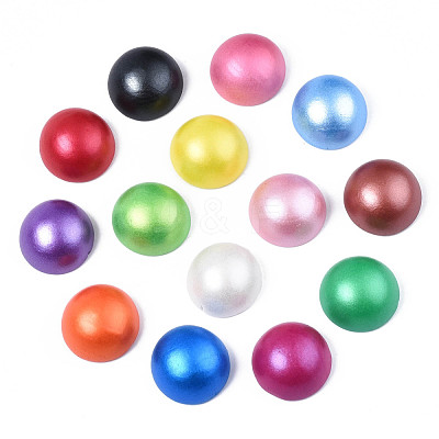 Painted Natural Wood Cabochons WOOD-S057-070C-1