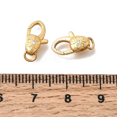 Brass Micro Pave Clear Cubic Zirconia Lobster Claw Clasps KK-G600-25G-01-1