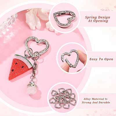 20Pcs Zinc Alloy Rhinestone Spring Gate Rings FIND-SP0004-36P-1
