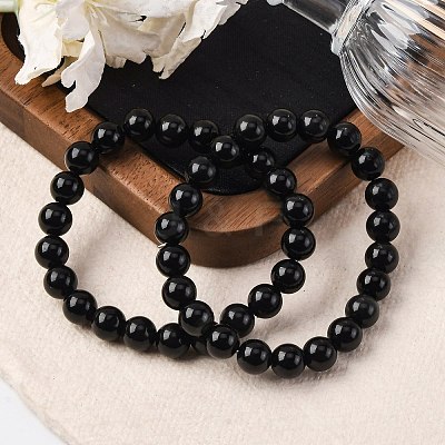 Natural Rainbow Obsidian Stretch Bracelets BJEW-F315-8mm-1