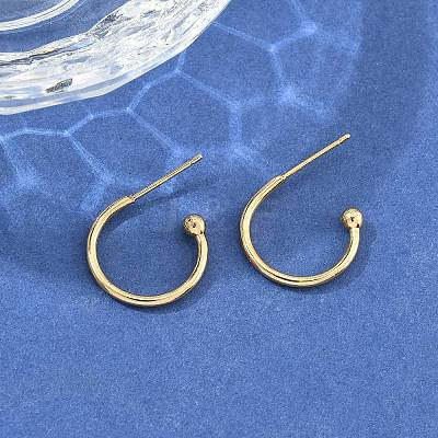 304 Stainless Steel C-shaped Hoop Circle Ball Stud Earrings STAS-K204-04G-1