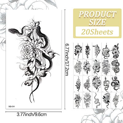 20Pcs 20 Styles Removable Temporary Water Proof Tattoos Paper Stickers DIY-CP0012-48A-1