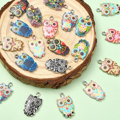 20Pcs 10 Styles Alloy Enamel Pendants ENAM-YW0006-95-1