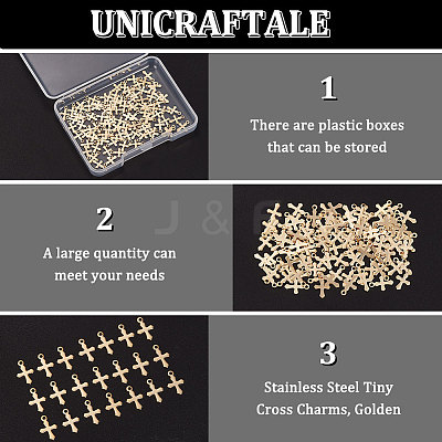 100Pcs 304 Stainless Steel Tiny Cross Charms FIND-UN0004-03-1