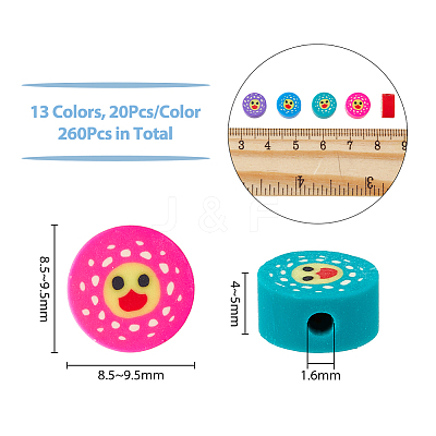 260Pcs 13 Colors Handmade Polymer Clay Beads CLAY-DC0001-05-1