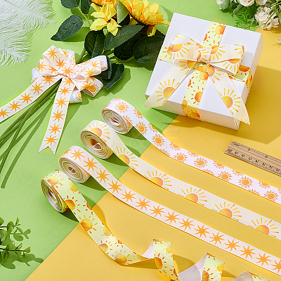 20 Yards 4 Styles Sun Pattern Polyester Ribbon OCOR-PH0007-71-1