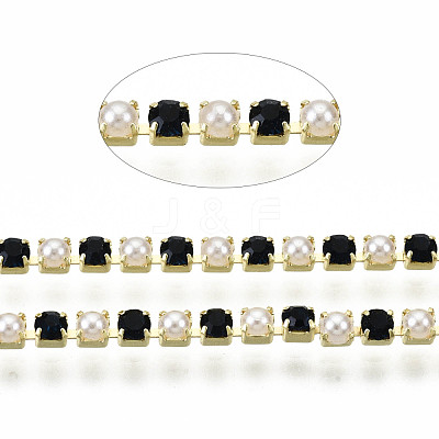 Brass Rhinestone Strass Chains CHC-N017-001A-A06-1
