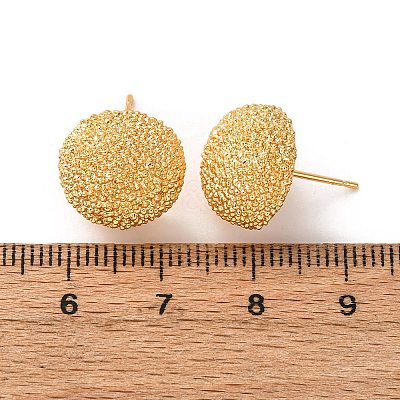 Brass Textured Stud Earrings EJEW-A143-02C-G-1