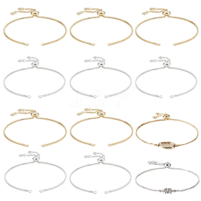 10Pcs 2 Colors Brass Slider Bracelets Making MAK-BBC0001-03-1