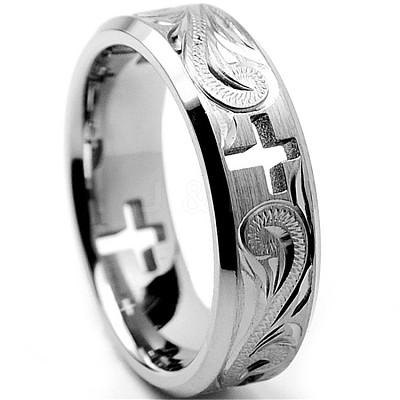 Alloy Hollow Out Cross Finger Ring for Women RELI-PW0003-03F-1