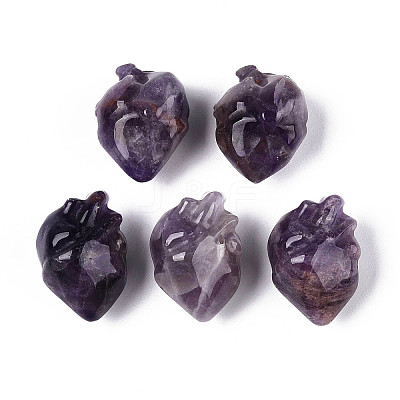 Natural Amethyst Heart Beads G-T144-04F-1