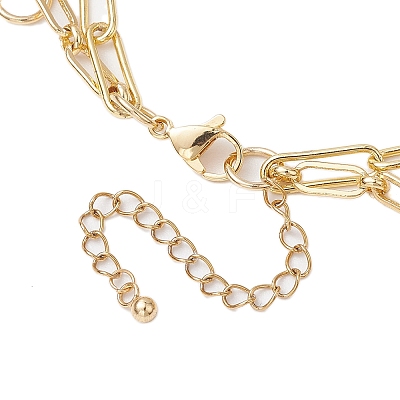 Brass Paperclip and Figaro Chains Anklets AJEW-AN00597-1