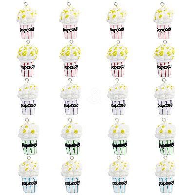 30Pcs Popcorn Resin Pendants RESI-SC0006-80-1