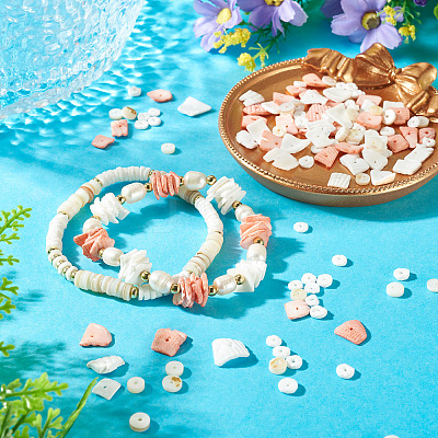 DIY Natural Shell Beads Bracelet Making Kit DIY-CF0001-10-1