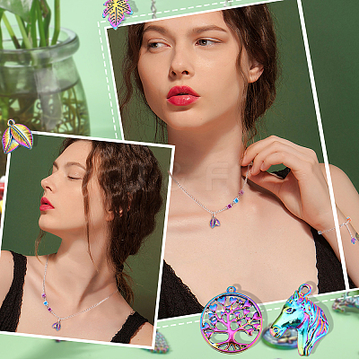 28Pcs 14 Style Rainbow Color Alloy Pendants FIND-FH0003-55-1