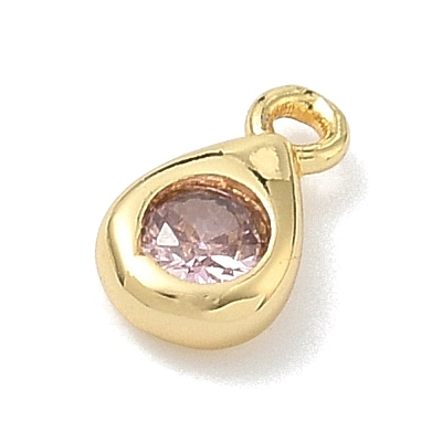 Brass Micro Pave Cubic Zirconia Charms KK-G548-20G-03-1