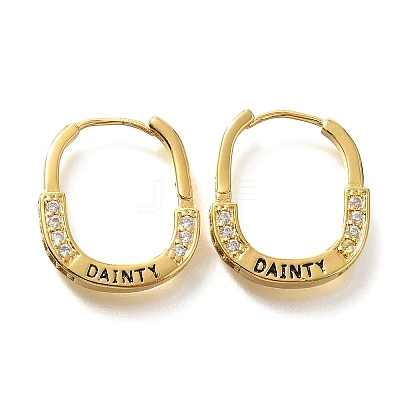 Brass Cubic Zirconia Hoop Earrings EJEW-M048-07G-1