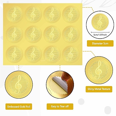 34 Sheets Self Adhesive Gold Foil Embossed Stickers DIY-WH0509-010-1