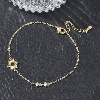 Brass Micro Pave Clear Cubic Zirconia Link Bracelets BJEW-E114-01A-G-1