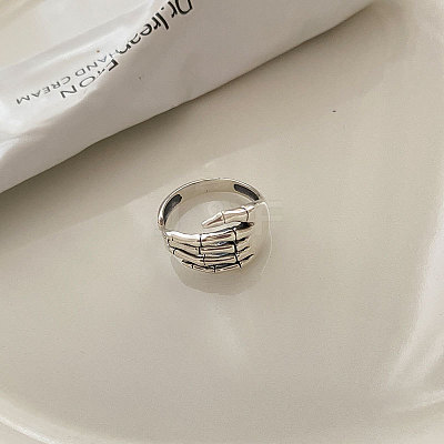 Hand Bone 925 Sterling Silver Adjustable Cuff Rings FS-WG67184-01-1