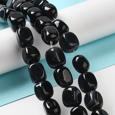 Natural Black Agate Beads Strands G-H295-A01-04-1