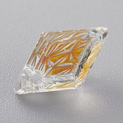 Embossed Glass Rhinestone Pendants GLAA-J101-04A-001SI-1