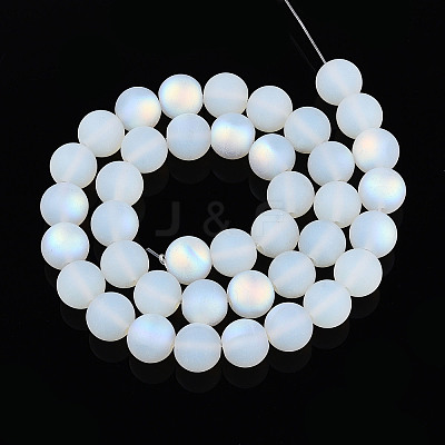 Frosted Imitation Jade Glass Beads Strands GLAA-T032-J10mm-MBB02-1