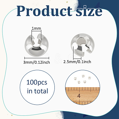 100Pcs 925 Sterling Silver Crimp Beads Covers FIND-PH0017-84-1