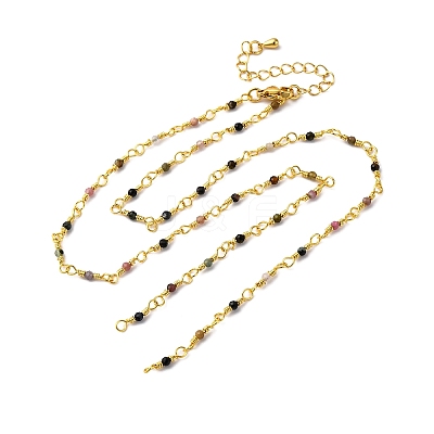 Brass Chain Necklace Making KK-K337-13G-08-1