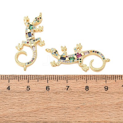 Brass Pave Colorful Cubic Zirconia Connector Charms CU-CBA4579-09G-B-1