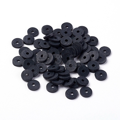 Flat Round Handmade Polymer Clay Beads CLAY-R067-6.0mm-42-1