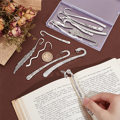 14Pcs 14 Styles Tibetan Style Alloy Bookmarks Findings AJEW-UN0001-69-1