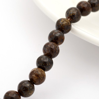 Natural Bronzite Round Bead Strands G-M272-05-6mm-1