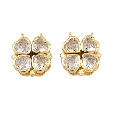 Brass Pave Clear Cubic Zirconia Connector Charms Magnet Links CU-CBA48B8-02G-1