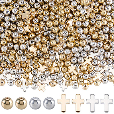 600Pcs 4 Styles CCB Plastic Beads CCB-SP0001-15-1