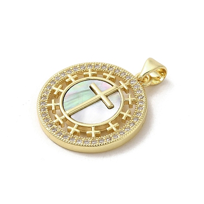 Brass Micro Pave Clear Cubic Zirconia Pendants KK-I708-04D-G-1