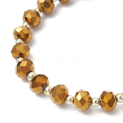 Electroplate Transparent Glass Beads with Electroplate Non-magnetic Synthetic Hematite Beads and Korean Elastic Crystal Thread Bracelets BJEW-JB11705-1