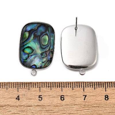 304 Stainless Steel Pave Natural Paua Shell Stud Earring Findings STAS-Z125-08P-1