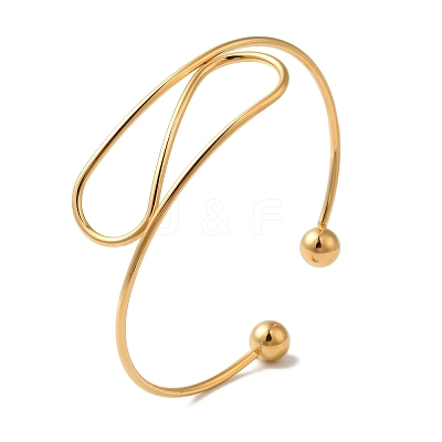 Curve Open Cuff Bangles for Women BJEW-Z071-03G-1