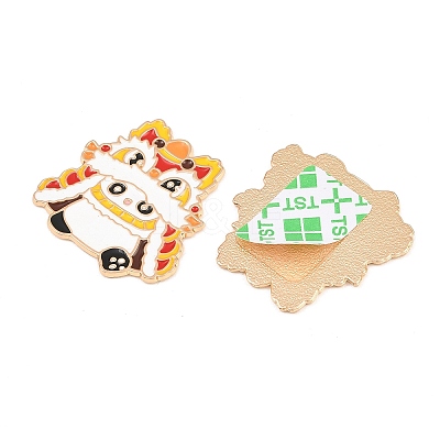 Chinese Lion Dance Panda Alloy Enamel Cabochons AL-CBA1A6F-03KCG-D-1