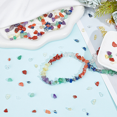 2 Strands Chakra Natural Mixed Gemstone Chip Beads Strands G-BBC0001-44-1