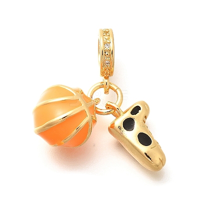 Brass Enamel Sport European Dangle Charms KK-U048-03G-03-1