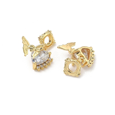Brass Pave Clear Cubic Zirconia Pendants KK-D228-13G-1