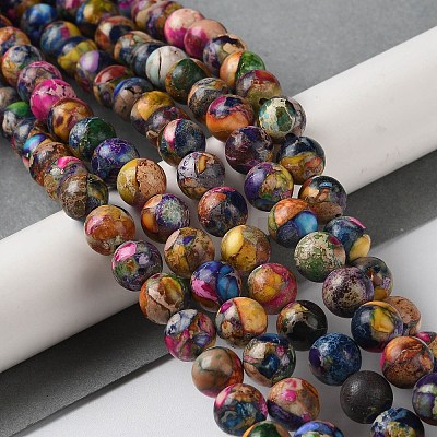 Natural Imperial Jasper Beads Strands G-I122-8mm-28-1