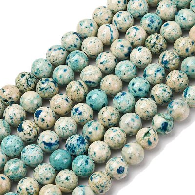 Natural Dyed Marble Beads Strands G-P593-8mm-04-1