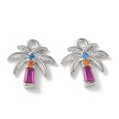 Brass Micro Pave Cubic Zirconia Pendants KK-P290-58P-1